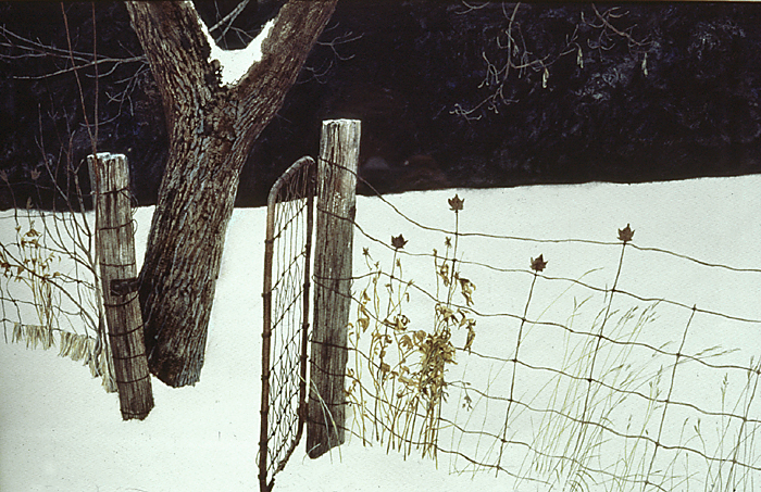 Vintage Art Robert Bateman Along Walker's Line Road Allowance Barn Farm Fence 